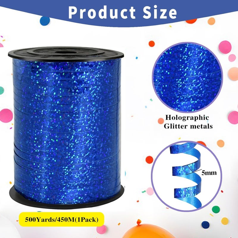 WFAUIBR 500 Yards Blue PVC Curling Ribbon, 5mm Width, Perfect for Gift Wrapping, Parties, Crafts and Celebrations - Image 2